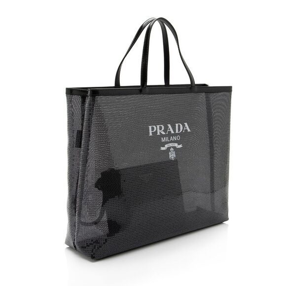 Prada Sequin Mesh Logo Large Tote - Picture 2 of 15
